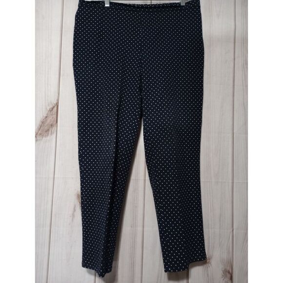 Isaac Mizrahi Pants Ladies 18 Navy Blue Polka Dot Stretch Career Casual Trousers - Picture 1 of 8